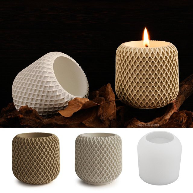 UDOCOOL Runde Keramikvase in Weiß mit Diamant-Streifen-Design für Tischdekoration - Bild 1