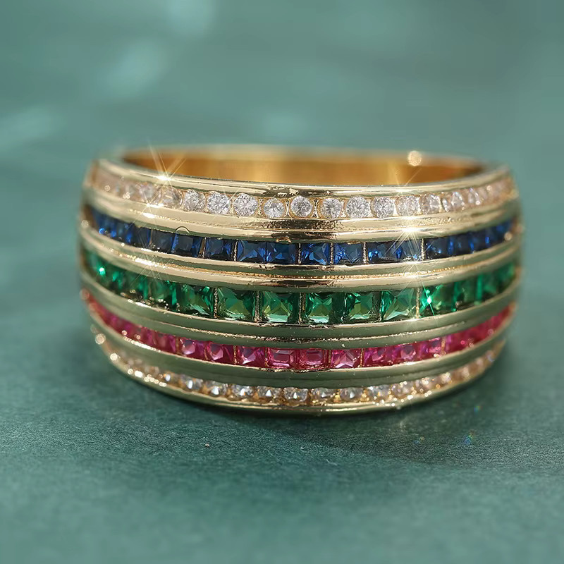 YoYo Ring, Geometrisch, Bunt, Zirkonia, Damen, Gold - Bild 3