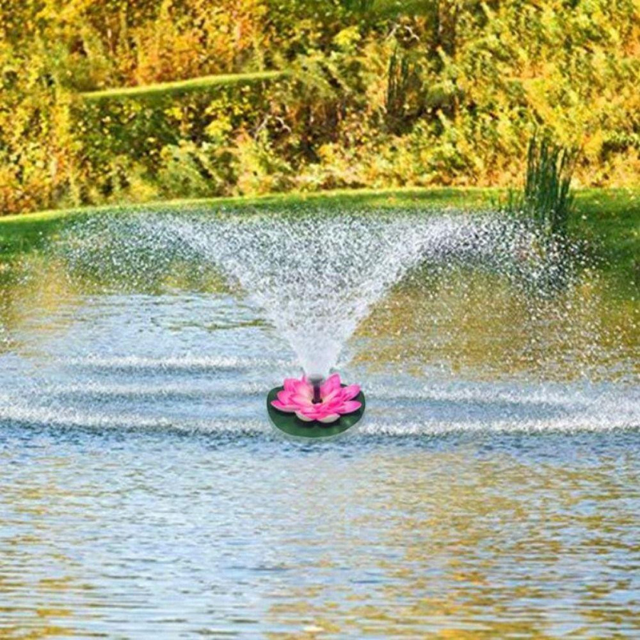 Fuqidecor Solarbrunnen Lotus Schwimmender Gartenbrunnen in Violett und Weiß - Bild 3