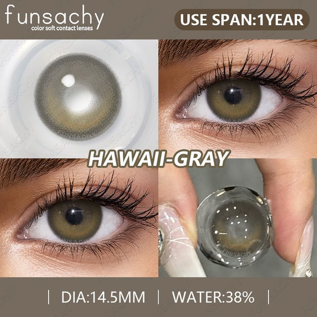 FUNSACHY farbige Kontaktlinsen grau, Jahreslinsen, 2 Stück - Bild 1