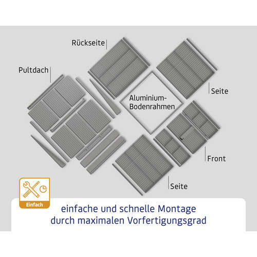 Ecostar Gerätehaus Trend-P aus Metall in Grau mit B/H/T: 302,8 x 232,3 x 238 cm - Bild 1