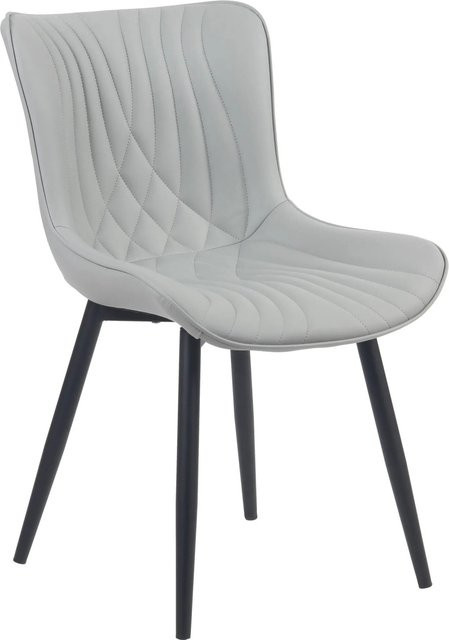 DELUKE Esszimmerstuhl KELCE in Grau aus Kunstleder mit Metallgestell, H x B x T: 80,5 x 50 x 62 cm - Bild 1