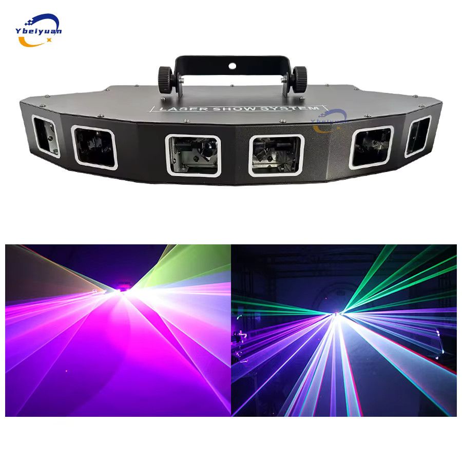 Ybeiyuan Fächerförmiger Sechs-Loch-Laserprojektor mit RGB-Vollfarb-Laserscanning und DMX512 für DJ, Disco und Party-Bühneneffekte - Bild 2