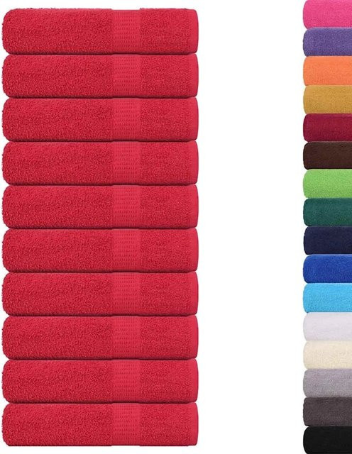 vidaXL Badetücher 10er Set aus 100% Baumwolle in Rot, B/L: 100 x 150 cm, 360 g/m² - Bild 1