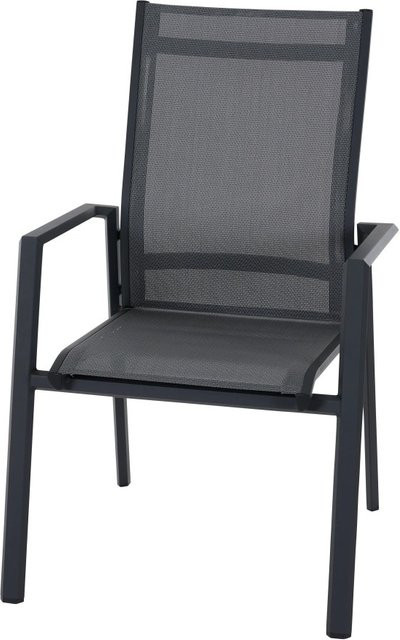 Siena Garden Stapelsessel Tauro aus Aluminium mit Armlehnen und Ranotex Gewebe in Anthrazit/Grau, B/H/T: 52 x 99,5 x 50 cm - Bild 1