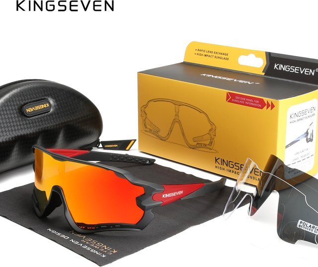KINGSEVEN Sportsonnenbrille, Unisex, Vollrand, Kunststoff, polarisiert - Bild 1
