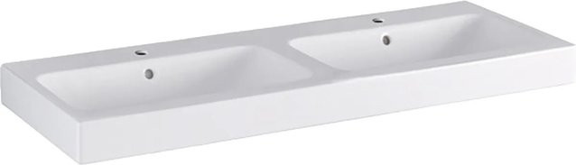 Geberit Doppelwaschbecken iCon in Weiß aus Keramik mit 2 Waschschalen, Breite: 120 cm - Bild 1