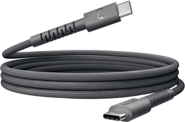 Fresh N Rebel FlexWave USB-C zu USB-C Kabel, silikon geflochten, 100W, 2m, Storm Grey - Bild 1
