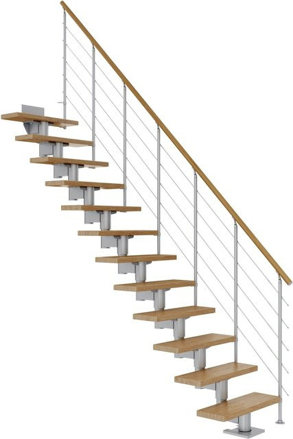 Dolle Mittelholmtreppe Cork Gerade in Eiche Perlgrau mit einer GH bis 292 cm und einer Breite: 75 cm - Bild 1