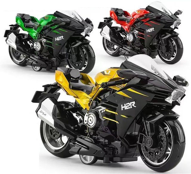 Druckguss-Simulation Legierung Spielzeug-Motorrad, 1:32 Maßstab, Grün, mit Rückziehfunktion - Bild 1
