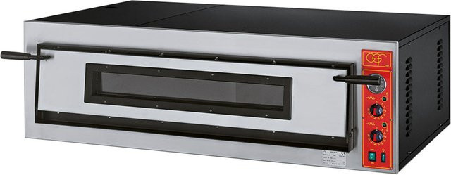 GGF Pizzaofen mit einer Kammer für 6 Pizzen Ø 360 mm aus Vollschamott, 9 kW, silber/schwarz, B/T/H: 137 x 85 x 42 cm - Bild 1