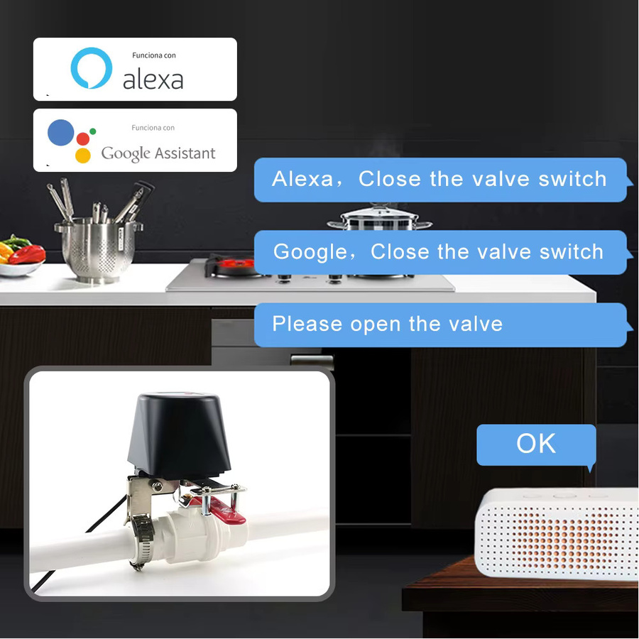 HOENYZY Zigbee Smart Gasventil und WLAN Garten-Wasserabsperrventil mit Timer zur Bewässerungssteuerung, kompatibel mit Alexa, Google Assistant und TUYA App, Schwarz - Bild 4