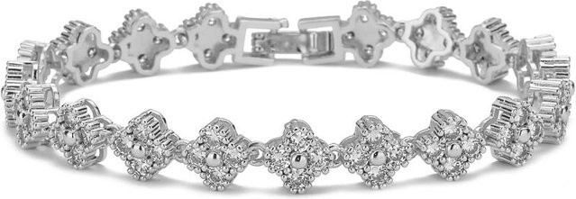 RAKOL Armband, Buntes Kleeblatt, Zirkonia, Kristall, Silber, Damen - Bild 1