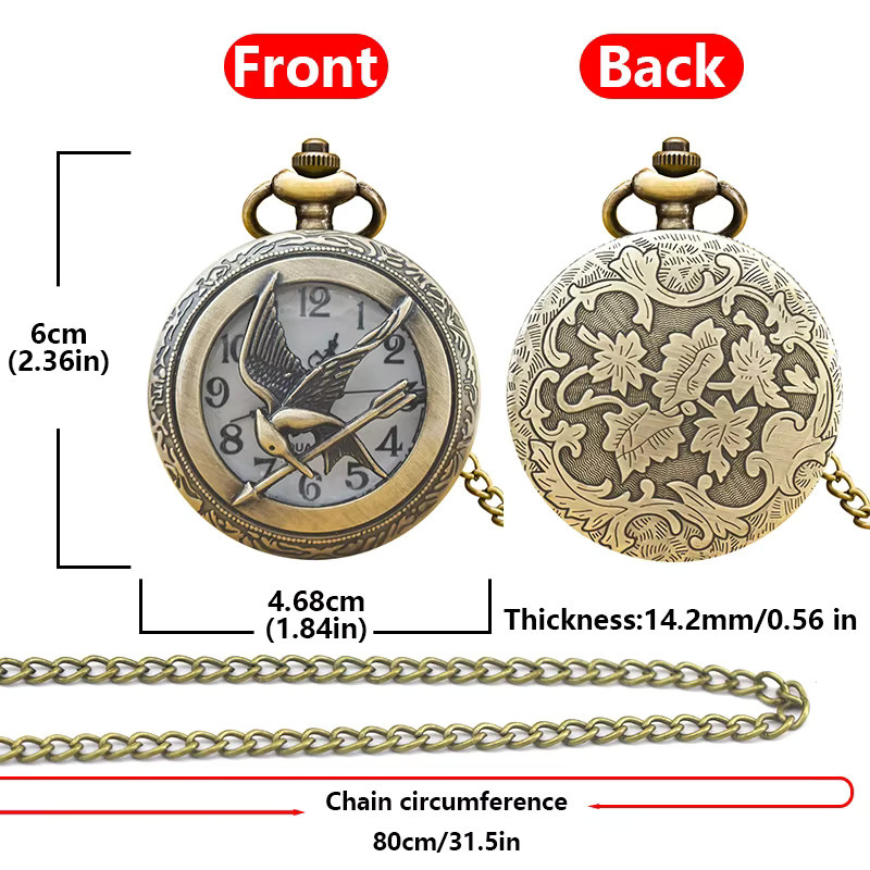 Wecin Taschenuhr Halskette, Quarz, Messing, Unisex - Bild 3