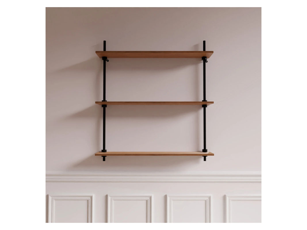AR Shelving Wandregal DECO in Eiche und Schwarz mit verstellbaren Regalböden, B/H/T: 92,5 x 85 x 17,5 cm - Bild 2