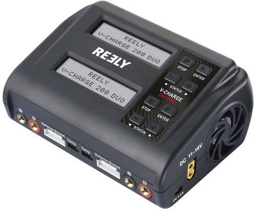 Voltcraft Reely V-Charge 200 Duo Modellbau-Ladegerät 10A für LiIon, LiPo, LiFePO, LiHV, NiCd, NiMH und Blei-Säure mit Entladefunktion in Blau-Schwarz - Bild 1