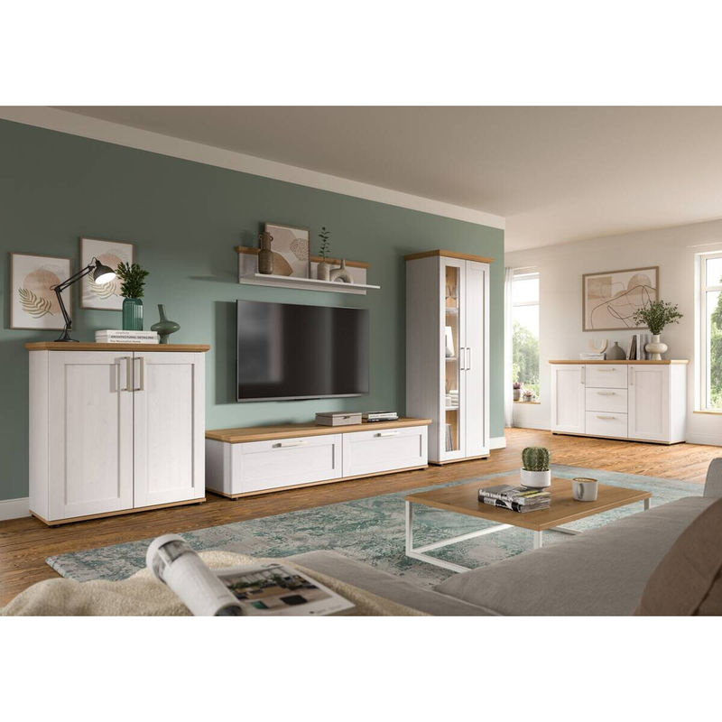 Wohnwand VERONA von xonox.home in Braun im Landhaus-Look mit Lärche und Eiche Nachbildung, B/H/T: 316 x 161 x 40 cm - Bild 3