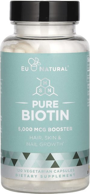 Eu Natural Biotin, 5.000 mcg, 120 Gemüsekapseln, Unisex - Bild 1