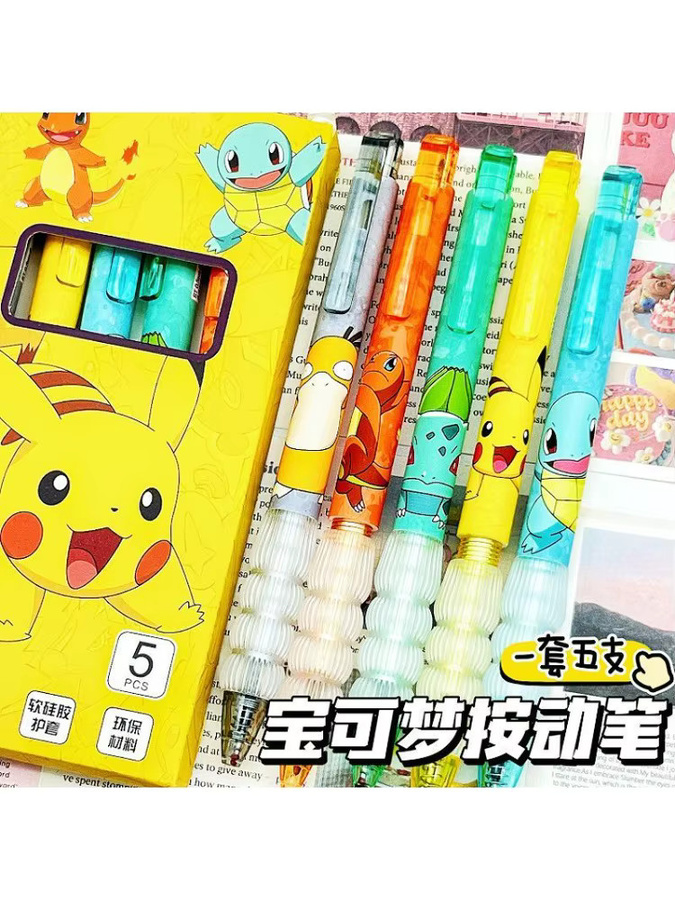 Pokémon Schreibstift mit Cartoon-Design, schwarze Tinte, mehrfarbig - Bild 2