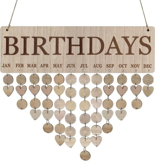 TOMTOP JMS Familiengeburtstagskalender aus Holz als DIY Wandbehang in Beige - Bild 1