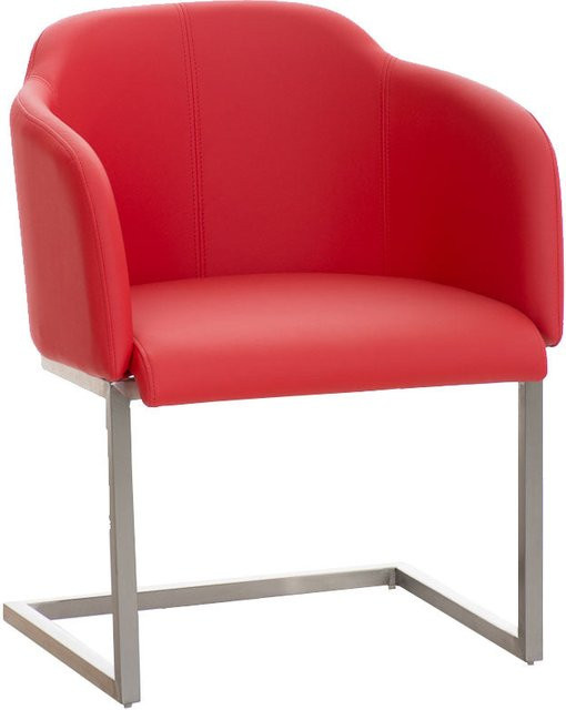 TPFLiving Besucherstuhl Magna in Rot mit Kunstleder und Edelstahlgestell, B/T/H: 52 x 45 x 84 cm - Bild 1