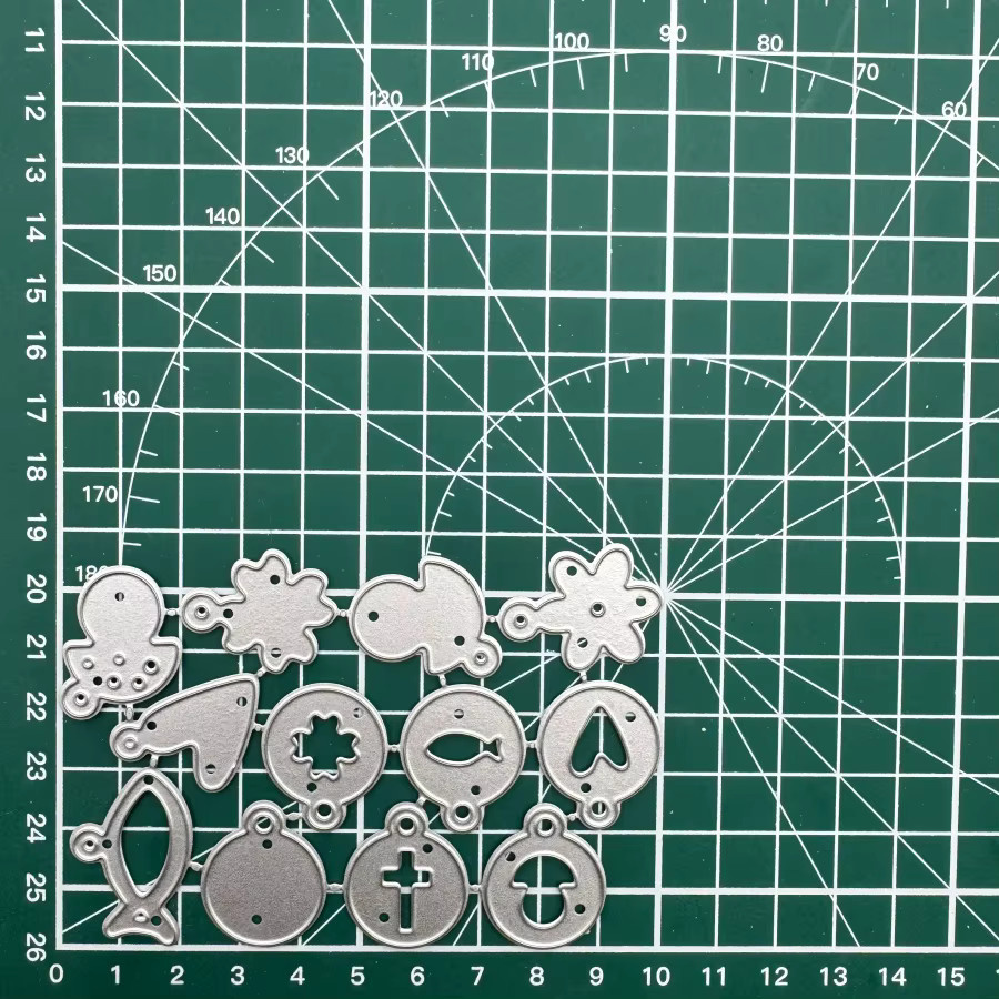 Metall Stanzformen für DIY Scrapbooking und Kartenherstellung mit Pilz, Fisch und Herz in Silber - Bild 3