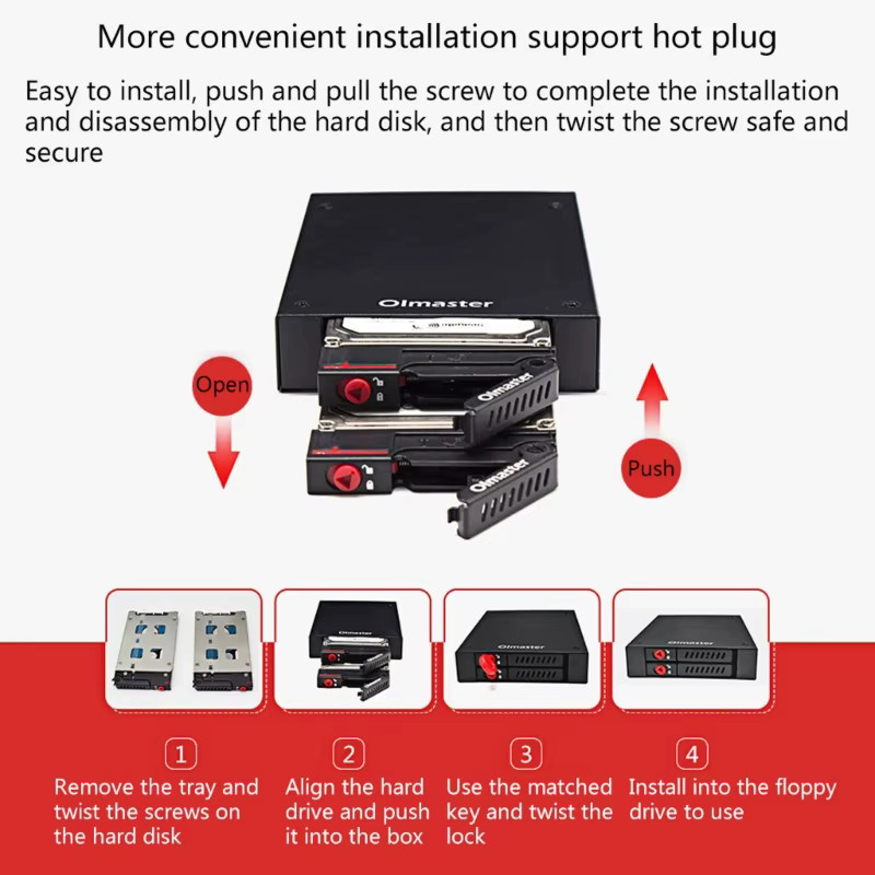 Oimaster Mobile Rack internes Gehäuse für 4 x 2,5 Zoll SATA HDD und SSD - Bild 2