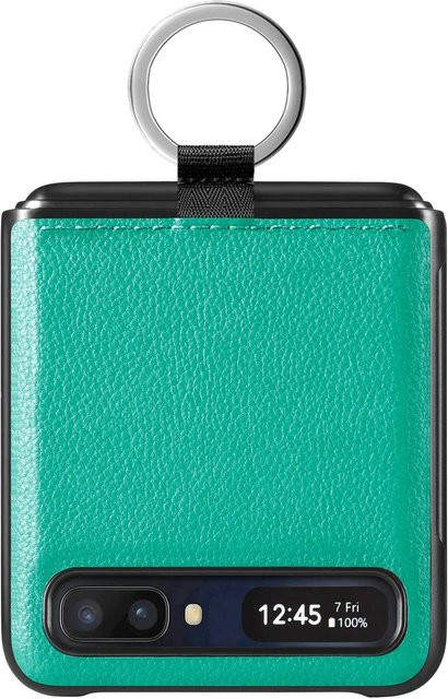 Fingerring Halter Ledertasche für Samsung Galaxy Z Flip 5G Serie in Grün von EIN XIONG GU - Bild 1