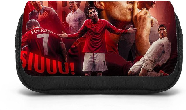 CR Doppelschichtiges Federmäppchen Ronaldo für Schüler, Große Kapazität Stifte Tasche, Braun - Bild 1