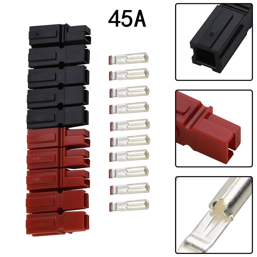5 Paar Marine-Steckverbinder in Rot und Schwarz, 15/45 Ampere 600 V, für 20–12 AWG elektrische Anschlüsse - Bild 2