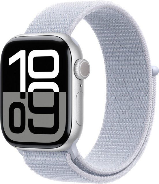 Apple Watch Series 10 GPS + Cellular Aluminium mit Sport Loop in Silber/Blaue Wolke (42mm) - Bild 1