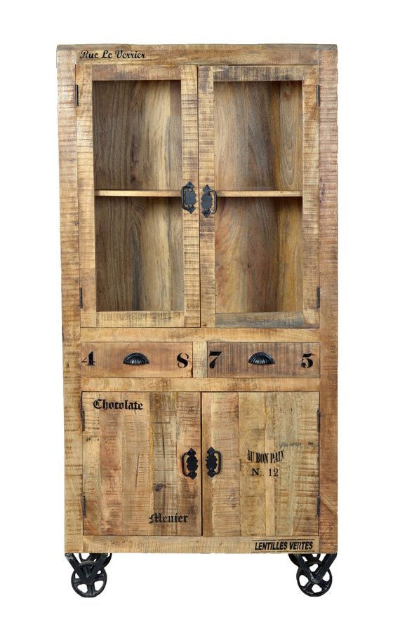 SIT-Möbel Vitrine RUSTIC 01904-04 im Industrial Design aus Mango-Holz und Metall, Braun/Schwarz - Bild 1