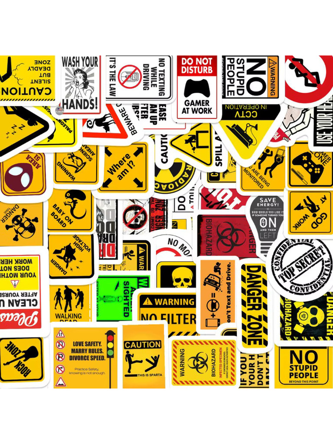 50 Stück kreative Warnschild-Aufkleber im Graffiti-Stil von AnimeWorlds Store, wasserdicht, multicolour - Bild 4