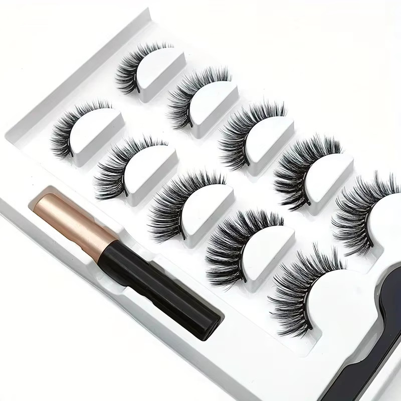 JIEFUXIN Magnet-Wimpern-Set mit flüssigem Eyeliner, Black, Unisex - Bild 3