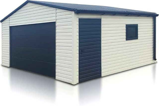 Liderstal Einzelgarage Basic aus Blech mit Satteldach und Sektionaltor in Weiß, B/T/H: 600 x 500 x 300 cm - Bild 1