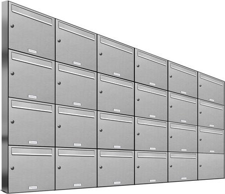 AL Briefkasten-System für 23 Parteien, Aufputzmontage, silberfarben, B/H/T: 229,8 x 136,8 x 11,6 cm - Bild 1