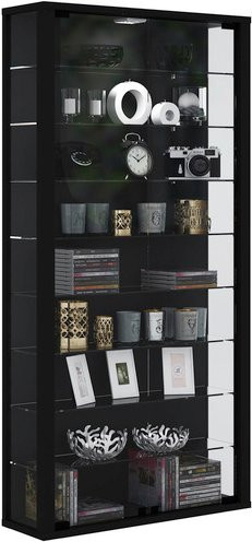 VCM Wandvitrine Vitrosa Maxi in Schwarz mit ESG-Sicherheitsglas und 8 Glasböden, B/T/H: 59 x 18 x 113 cm - Bild 1