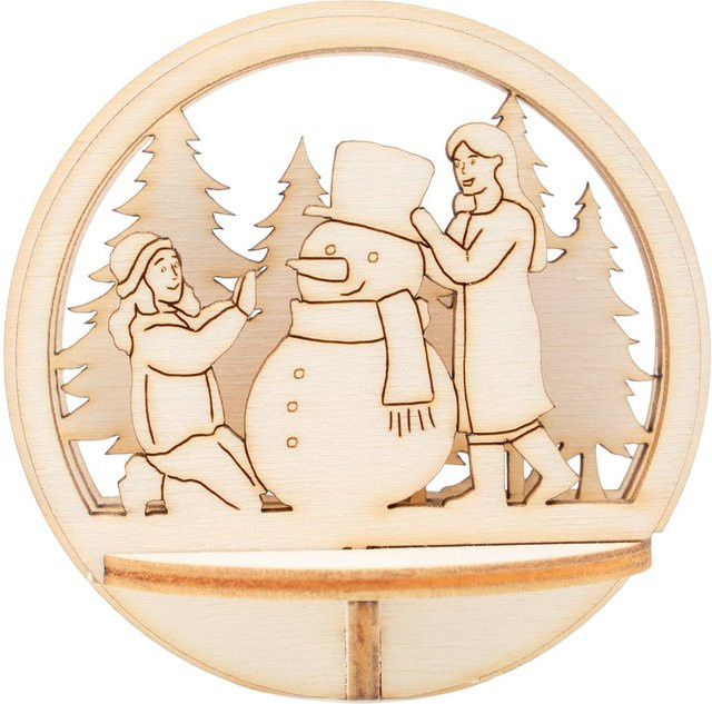 VBS Holz-Steckmotiv Schneemann in Beige für Acrylkugeln zur Weihnachtsdekoration - Bild 1