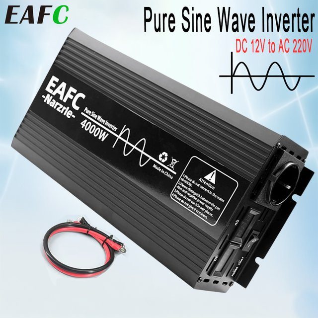 EAFC DC12V zu AC220V 50HZ LCD Reine Sinus Welle Inverter Stromversorgung Power Bank Spannung Auto Batterie Konverter in Schwarz - Bild 1