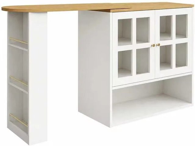 Merax 360 Grad drehbarer Bartisch und Snackregal mit 5 Ablagen in Weiß, B/T/H: 102,5 x 60 x 39 cm - Bild 1