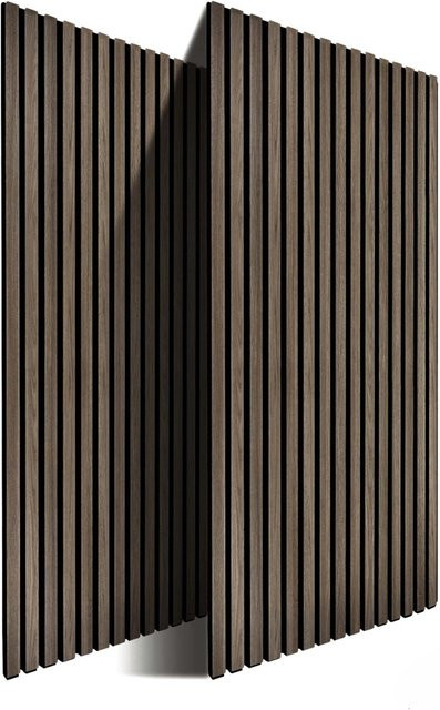 Relaxdays Akustikpaneele 2er Pack in Eiche Dunkel mit Lamellen-Design aus MDF und PET, Breite: 60 cm, Tiefe: 2 cm, Höhe: 120 cm - Bild 1