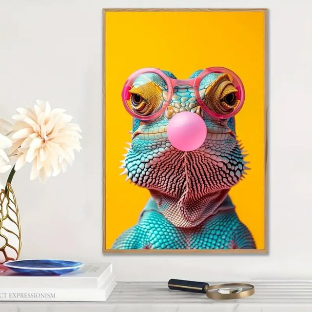 Potdemiel Wandkunst Eidechse als HD-Leinwanddruck in Mehrfarbig für deine moderne Raumdekoration - Bild 1