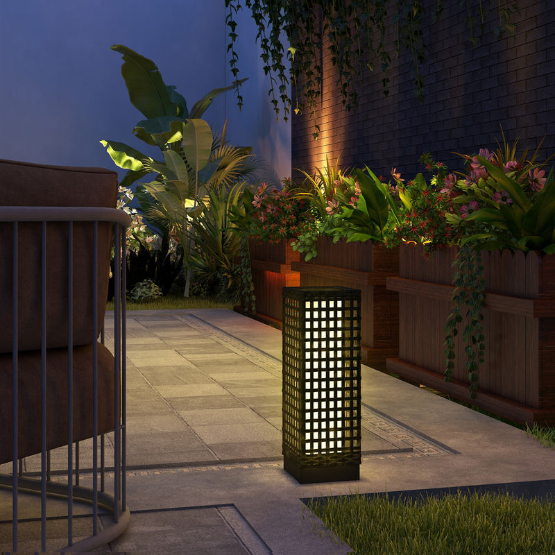 Outsunny Solarleuchte im Rattan-Design mit LED und Lichtsensor, schwarz, B/T/H: 15,5 x 15,5 x 46 cm - Bild 2