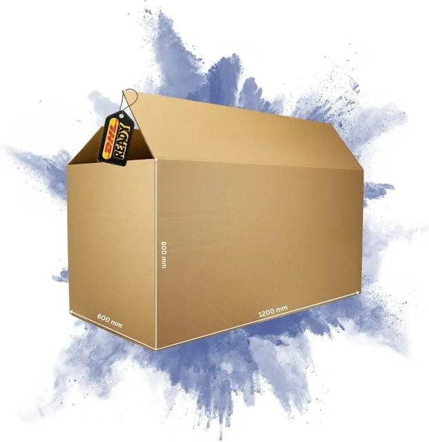 PROREGAL Versandkarton aus Wellpappe Braun B: 120 cm, T: 60 cm, H: 60 cm, 2-wellig mit Höhenriller belastbar bis 30 kg - Bild 1