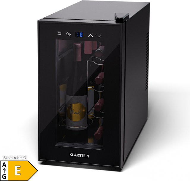Klarstein Shiraz 8 Uno Vertical Weinkühlschrank Schwarz mit Glastür und Touch-Control für 8 Flaschen - Bild 1