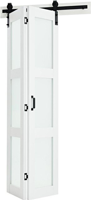 Doppelflügelige Scheunentür von Buying Solutions, MB aus MDF mit gehärtetem Glas in Weiß, B/H: 91,4 x 213,4 cm - Bild 1