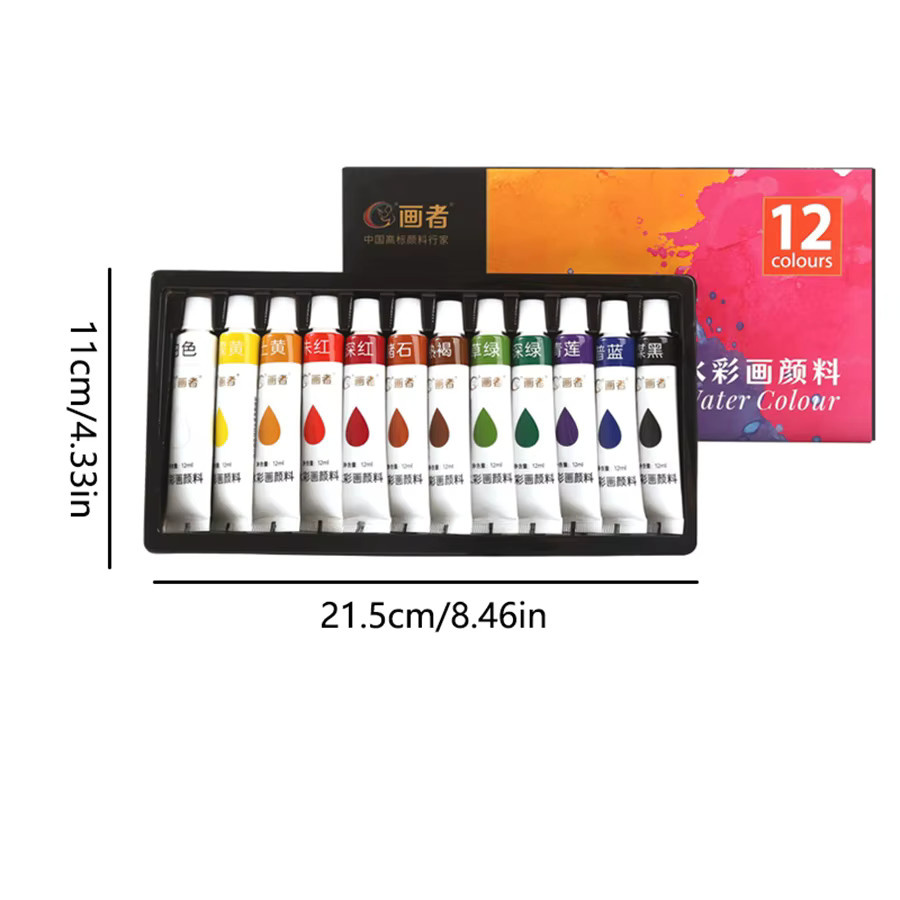 Aquarellfarben Set in Mehrfarben mit 10 Blatt Aquarellpapier und 2 Pinseln für Kinder, 2 ml pro Farbe - Bild 1