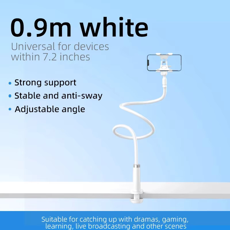 Flexibler Telefonhalter Ständer in Schwarz mit 90 cm langem Arm und 360 Grad Drehung für Smartphones und Tablets von 3,5 bis 6,7 Zoll - Bild 6