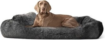 Tierlando PEDRO Orthopädisches Hundebett mit Langflor und abnehmbarem Bezug, Schwarz/Grau, B: 160 cm, H: 22 cm, T: 110 cm
