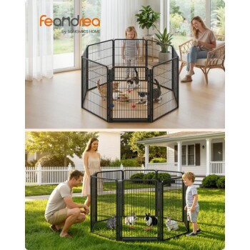 SONGMICS Flexibles Freigehege aus Rostfreiem Metall mit Tür in Schwarz für Indoor und Outdoor - Bild 2